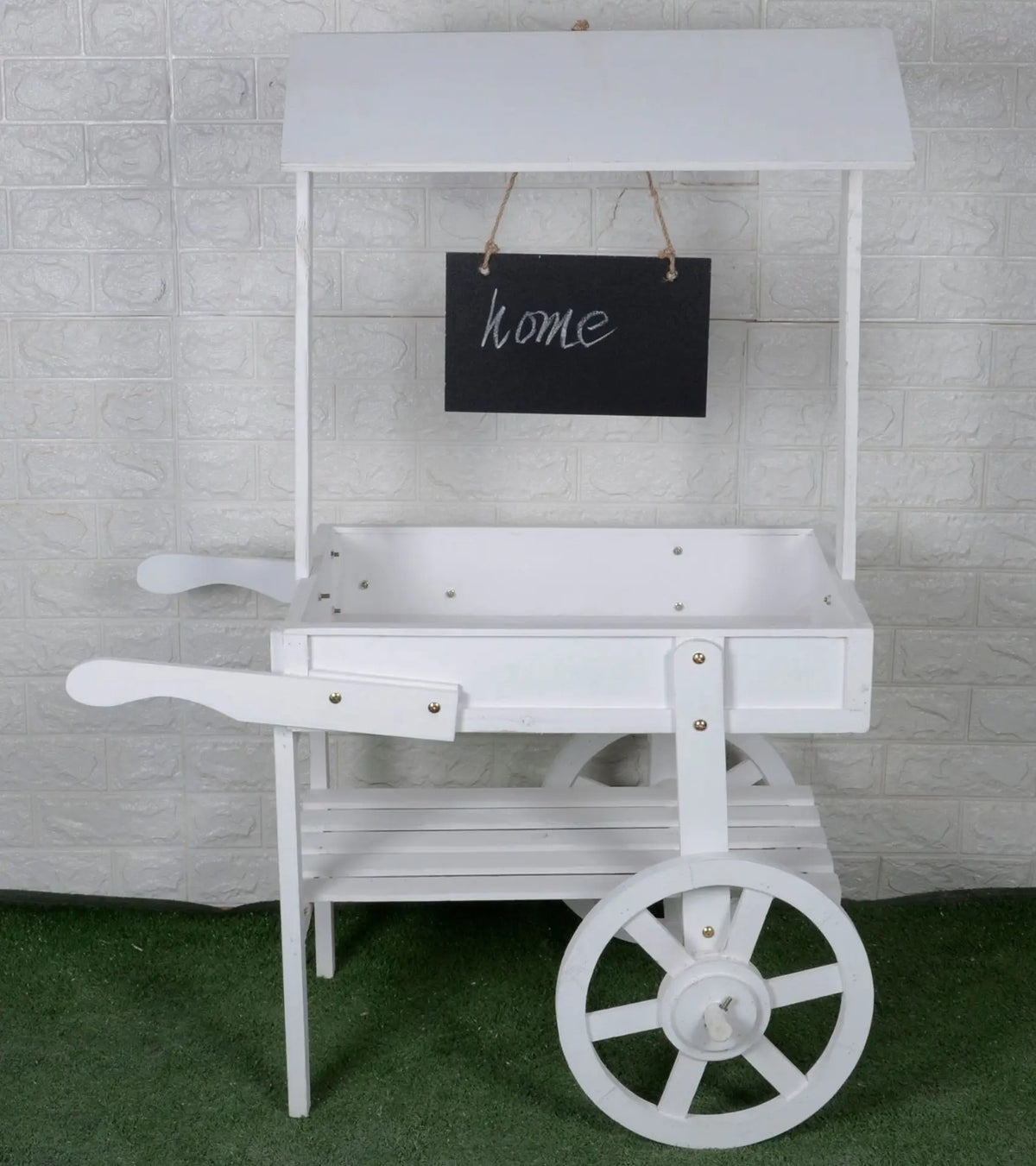 Rural Style Creative Home Soft Decoration Wooden Handcart Shelf Balcony Flower Rack