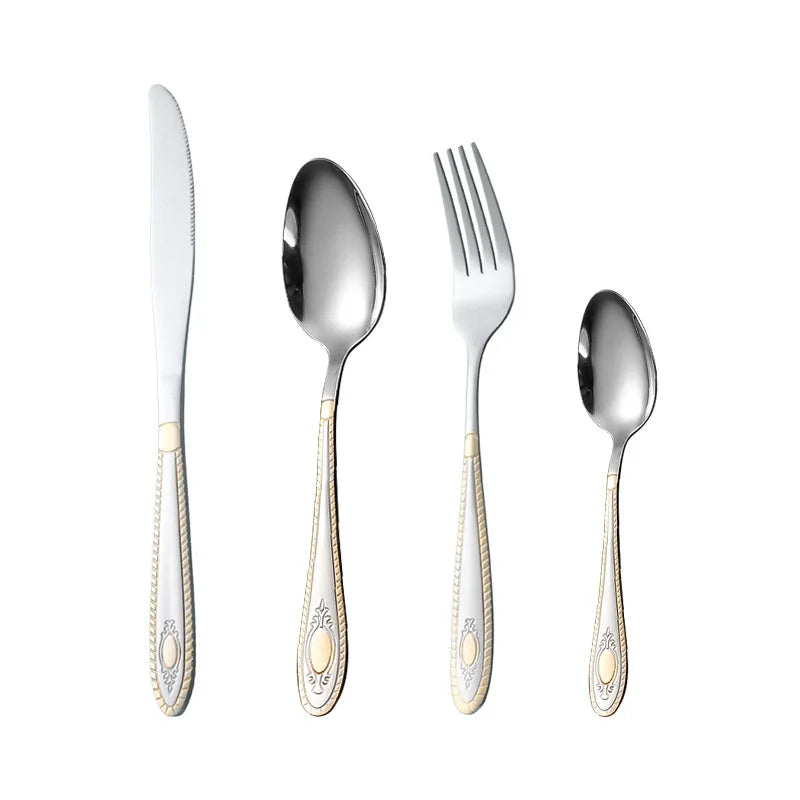 Eco Friendly Hoffmayer 72pcs Stainless Steel Silver Cutlery Set Sale Nordic Hotel Spoons and Forks Flatware Modern Silverware Se