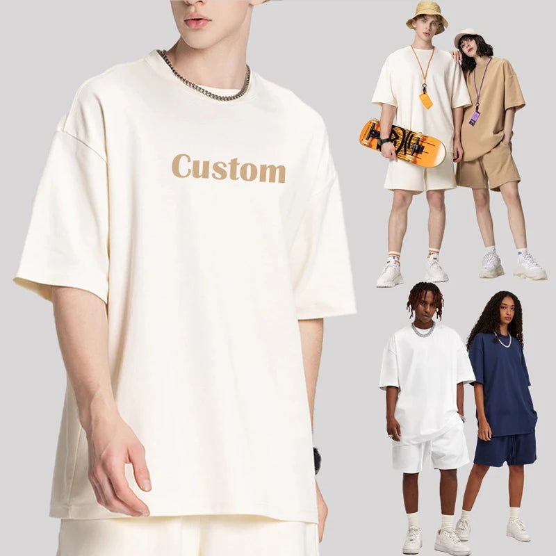 Heavyweight Oversize Solid 100% Cotton T-Shirts for Men Personnalis Custom Digital Printed Unisex Tshirts Bulk Tee t Shirts