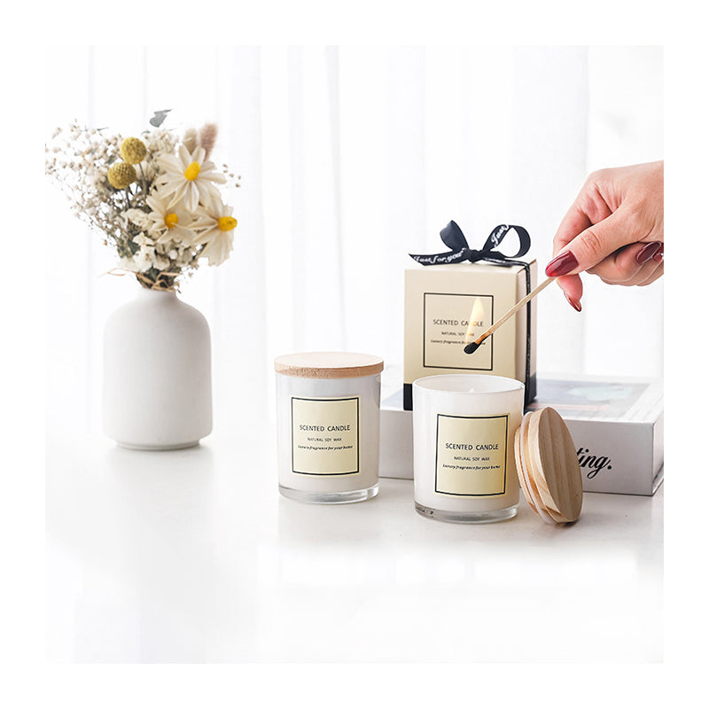 Luxury Custom Logo Home Decorative Fragrance Candles Soy Candle With Wood Lid and Gift Box