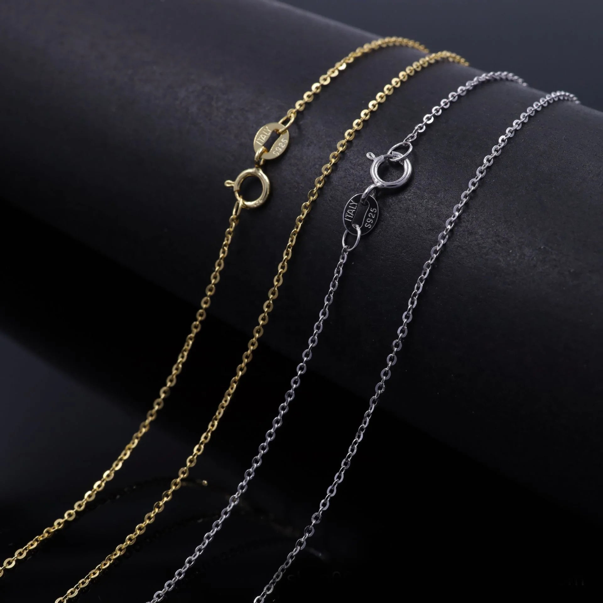Wholesale NEW Fashion 16 18 Inch 1.1mm Italian S925 Silver Chain Sterling Flat O Cross Link Chains Necklace Oval Shape Necklaces