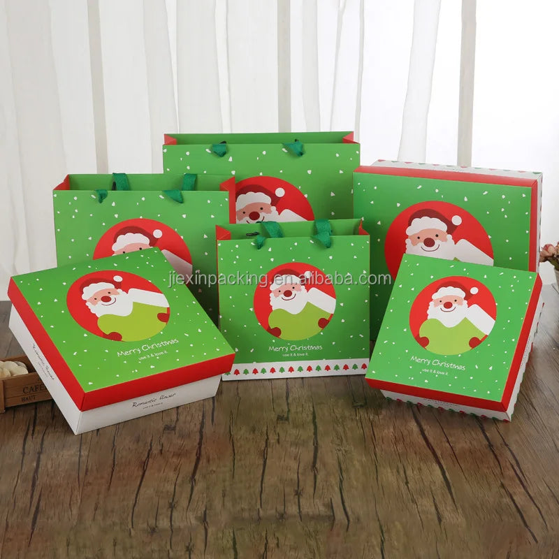 Cartoon Animal Christmas Folding Gift Box with Lid and Handle Luxury Packaging with Matt Lamination & Embossing Recyclable