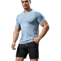 Men's Casual Running T Shirts 88% Polyester 12% Spandex Short Sleeved O-Neck Solid Design Compression Shirts Body Shaper for Men