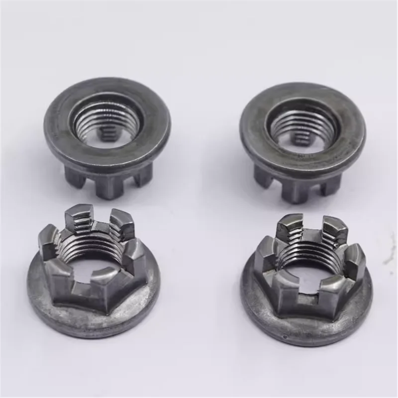 M20 X 1.0 Hot Sale Nut With Hex Hexagon Flange Slotted M22 M24 Carbon Steel Zinc Plated Galvanized Crown Castle Nut M14 X 1.5