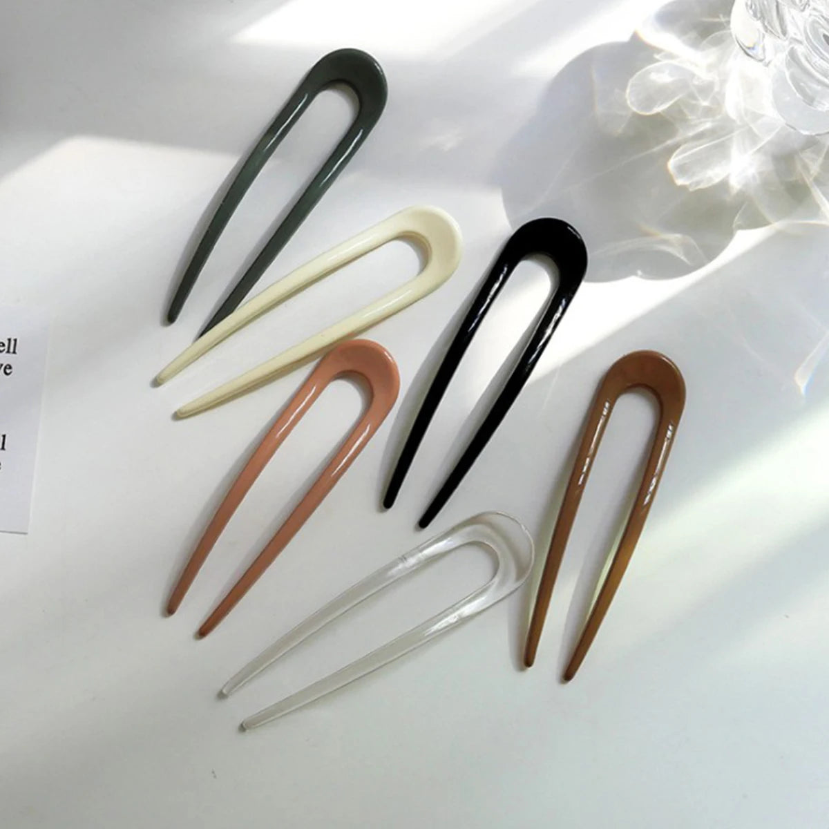 Women Girls U Shaped Hair Clip Tortoiseshell Sticks Acetate Hairpin Chinese Style Resin Fork Hairclip