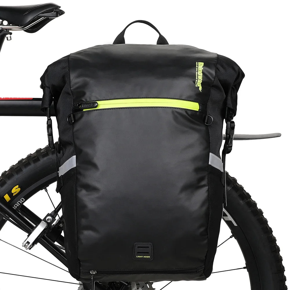 Rhinowalk Bicycle Pannier Waterproof 24L Bike Side Pannier Backpack Cycling Trunk Travel  Luggage Bag