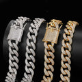 15mm Hip Hop Fashion Diamond Personalized Gold Plated Chain Necklace