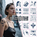 Adults Face Hands Tiny Words Alphabet Tattoo Stickers for Herbal Semi Permanent Tattoo Stickers Small Pattern Body Tattoos