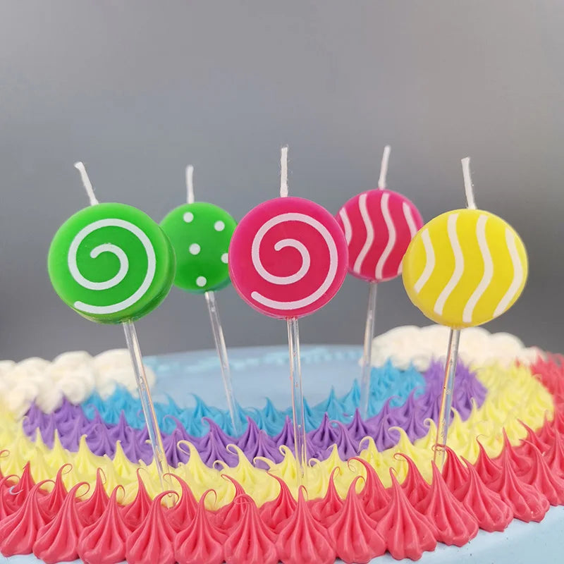 Professional Eco-Friendly Smokeless Lollipop Shape Birthday Cake Decoration Candles Set for Home Decoration Weddings Christmas