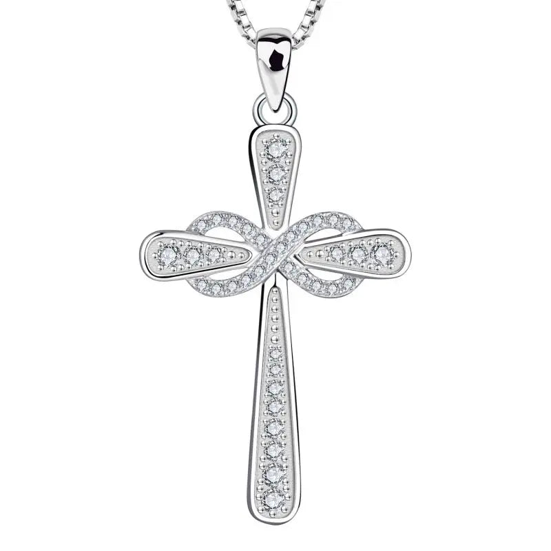 YH JEWELLERY Fine Jewelry 925 Sterling Silver Cubic Zirconia Infinity Ankh Cross Necklace Pendant for Women Men
