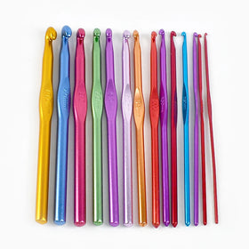 Meetee BK454 2-10mm 14 PCS Per Set Colorful Aluminum Single Head Crochet Hooks Ergonomic Handle Sweater Braid Knitting Tool