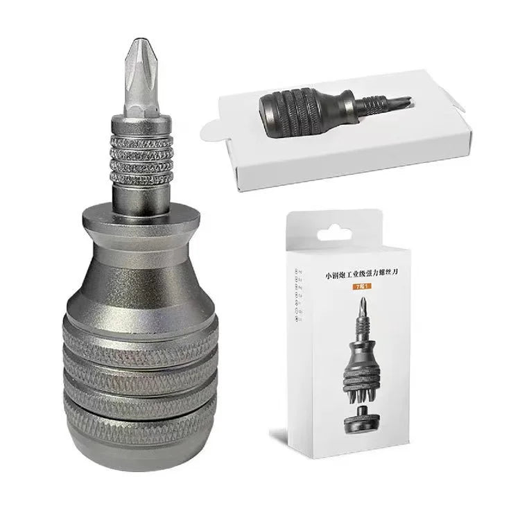 Mini Screwdriver Titanium Screwdriver 1/4 Inch Magnetic Screwdriver 7 in 1 S2 Alloy Steel Drill Bit EDC Home Repair Tools