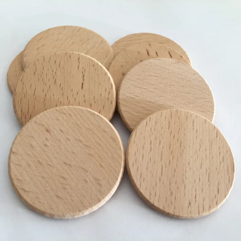 Natural Unfinished Round Disk Beech Blank Wood Discs Chips Round Card Slice Diy Craft Wooden Coins 38mm