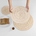 Natural Round Straw Hand Woven Non-slip Kitchen Placemat Coaster Insulation Pad Dish Coffee Cup Table Mat