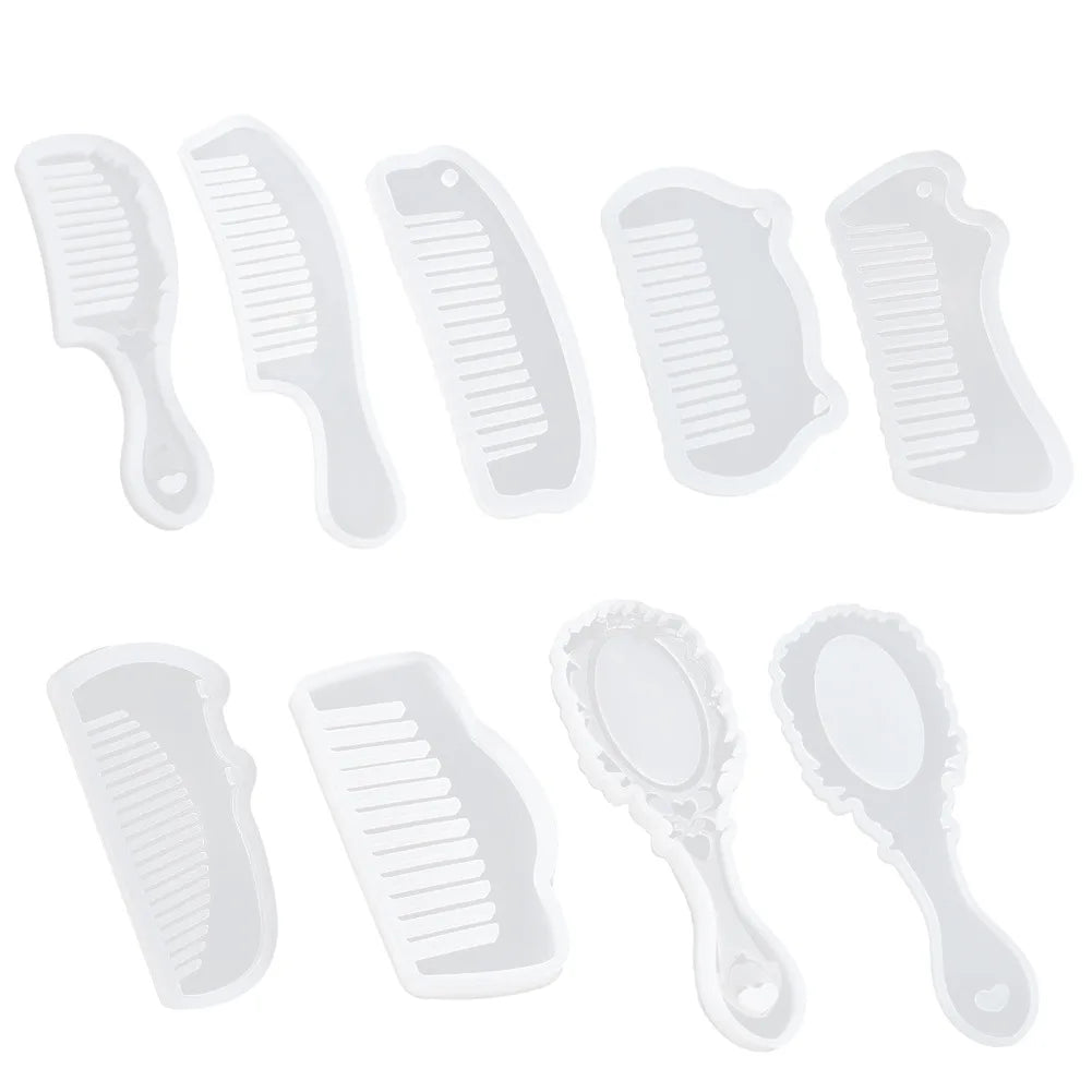 Comb Molds Silicone Resin 3D Transparent Jewelry Resin Casting Molds for DIY Handmade Hair Comb Craft Making
