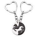 Heart Shaped Stainless Steel Key Chain Splicing Horse Round Keychain Key Chain Pendant Jewelry Yin Yang Horse