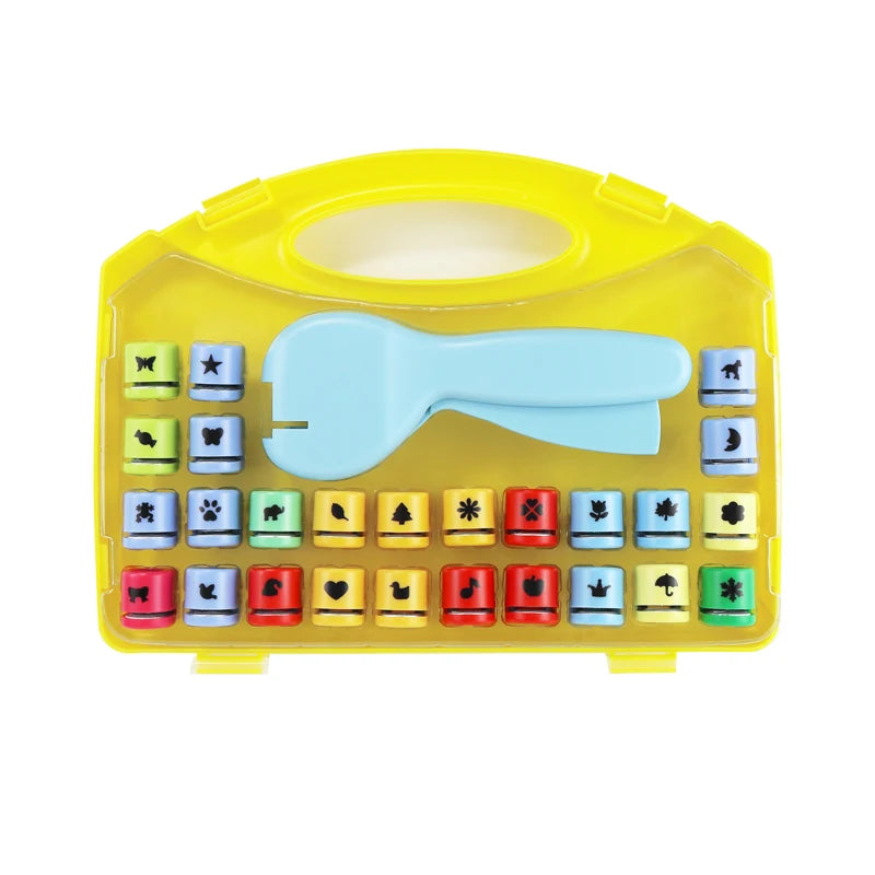 Factory Customized Patterns Children Handle PP Box Flower Beater Labor-saving KAMEI Brand Hole Punch Set