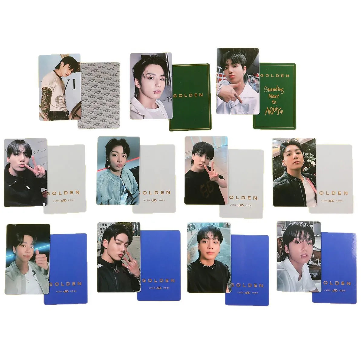7/9Pcs KPOP JUNG KOOK All Album Holographic Card SEVEN GOLDEN ARMY Photocards Two Sides Print Postcards Fans Collection Cards