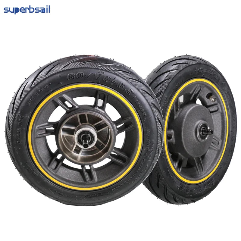 Superbsail EU Stock 10 Inch E Scooter Front Wheel Assembly Vacuum Tubeless Tire 60/70-6.5 55 PSI for Scooter Scooter Accessories