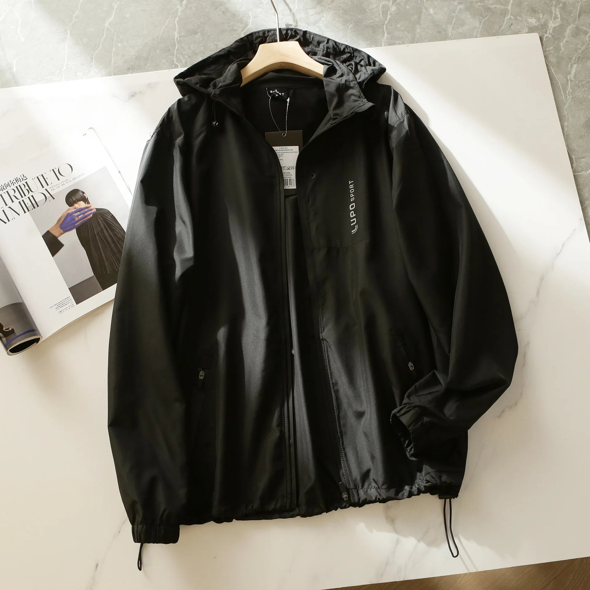 Fengway Custom Sports Casual Hooded Bomber Jacket Solid Color Men's Zip-Up Spring Breathable Windproof Sunscreen
