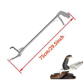 28 Inch 0.75meter Silver Rattle Snake Catcher Lock Wide Jaw Stainless Steel Professional Standard Snake Tong Reptile Grabber