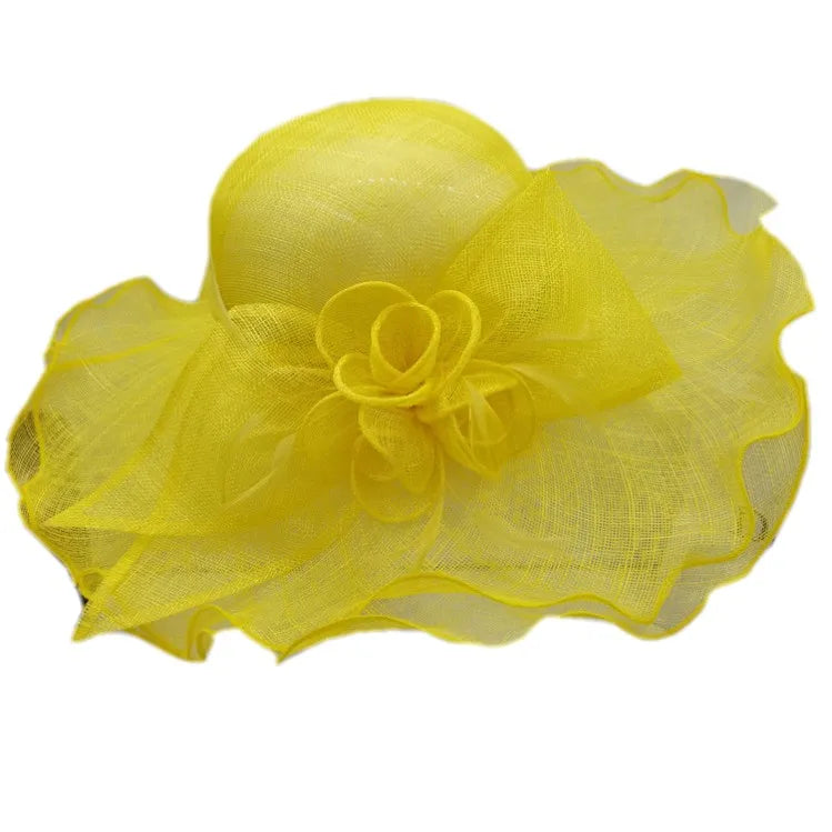 Big Brim Sinamay Formal Hats Kentucky Derby Dress Fascinator Floral Tea Party Wedding Hat Church Hats Female Wholesale