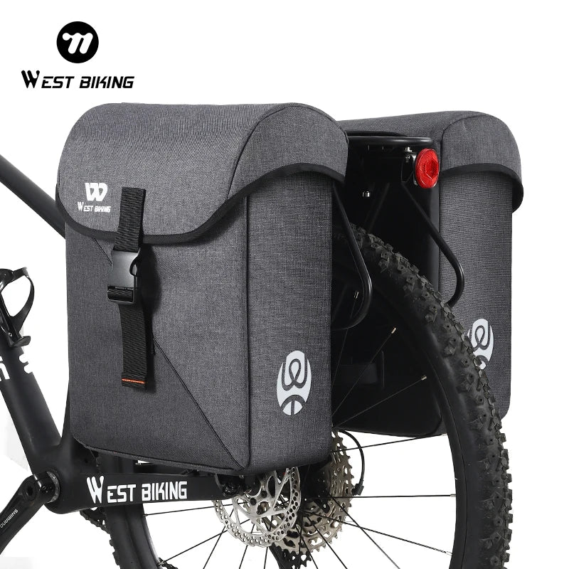 WEST BIKING 35L Dual Pannier Double Rear Seat Bag for MTB Road Bike Large Capacity PVC Outdoor Cycling Trunk Bag