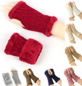Wholesales Women's Winter Gloves Warm Lining - Cozy Long Pile Fleece Knit Thick Gloves Mittens with Half Finger