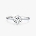 Ailmay Genuine 925 Sterling Silver Simple Clear Zircon Finger Ring for Women Wedding Statement Fine Silver Jewelry