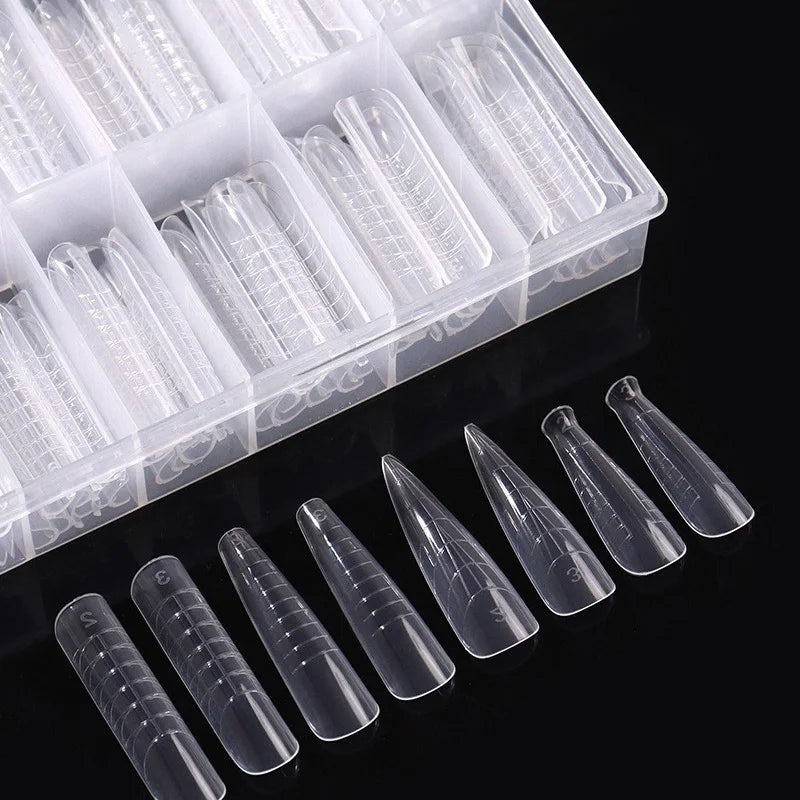 2024 Fully Attached Nail Plate with Phototherapy Crystal Reusable French Style Square Pattern Nail Model Without Finger Support
