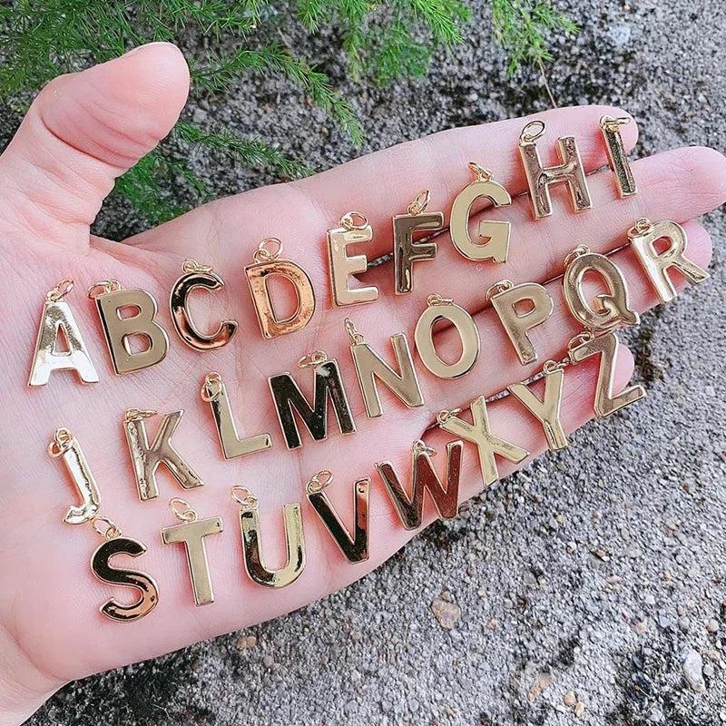 Initial Letter Charm Pendant  Mirror Finish Gold Plated Colour  Fashion Jewelry Findings  1pc S17