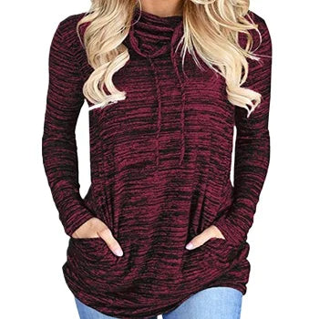 Fitspi Womens Loose Fit Pullover Turtle Neck Pofuduk Sweatshirt Solid Casual Blouse Versatile Wardrobe Soft Comfortable Top
