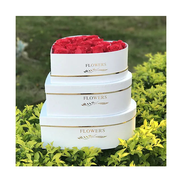 AM-GPB20 Ammy 3-in-1 Heart-Shape Preserved Rose Flowers Box Wedding Roses Fruit Flower Gift Packaging Made of Durable Paperboard