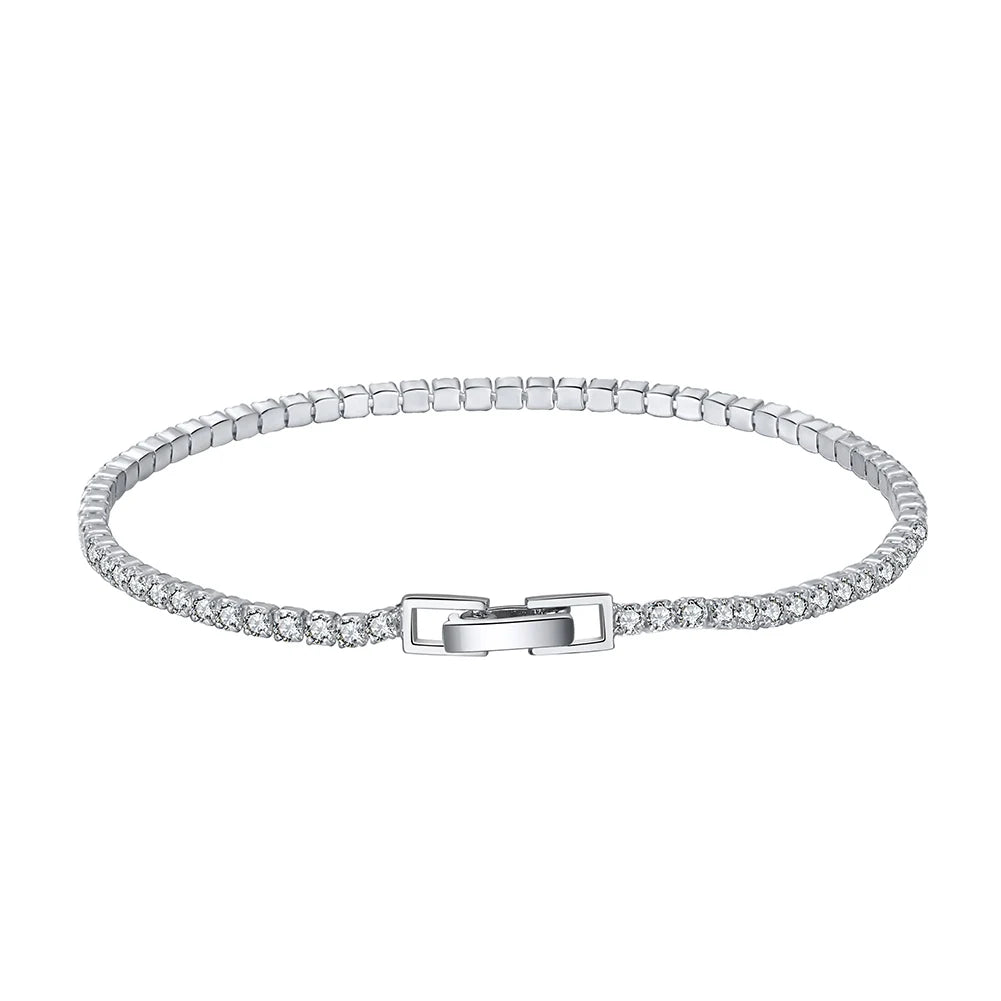 RINNTIN SB91 Luxury Women Men Accessories 925 Sterling Silver Custom 2mm 3mm 4mm CZ Diamond Tennis Bracelet