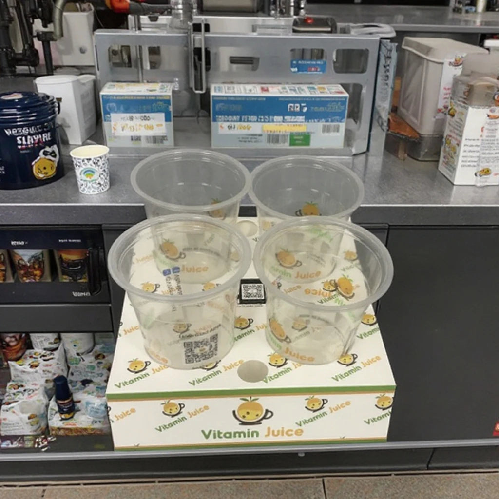 Disposable White Drink Carrier Take Out Juice Ice Cream Paper Plastic Cup Holder for Beverage Shop