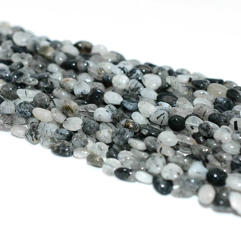 Factory Wholesale Natural Black Hair Quartz Loose Beads 6*8/8*10mm Handmade Strands for Jewelry Making