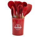 Heat Resistant Kitchen Utensils 12 Piece of Silicone Spatula Set Gadgets Tools With Holder Wood Handle Cooking Utensil Set