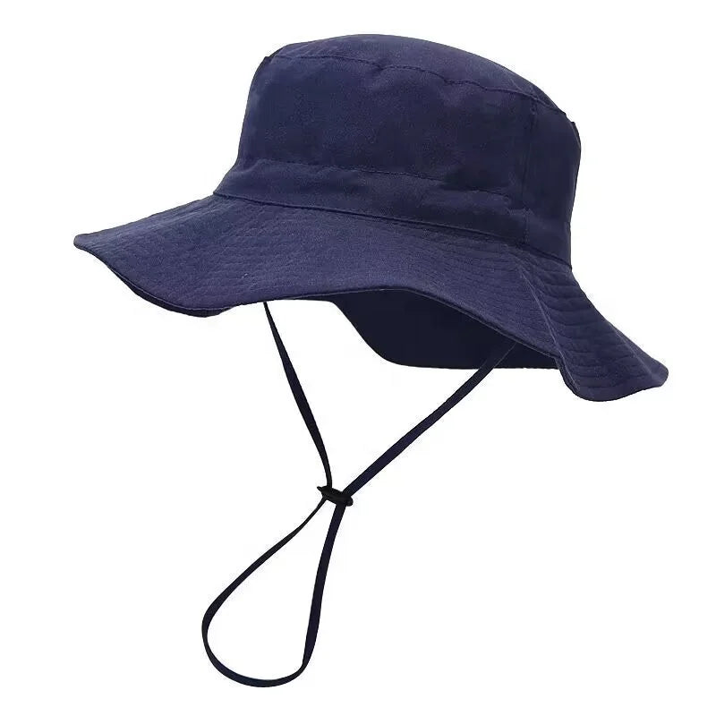 Children's Sun Hat Adjustable Toddler Kids Wide Brim Bucket Hat UPF 50+ Summer Play Hat With Chin Strap