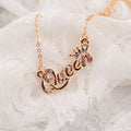 G162 Girl's Fashion Necklaces Letter Zircon Queen Crown Women Necklace