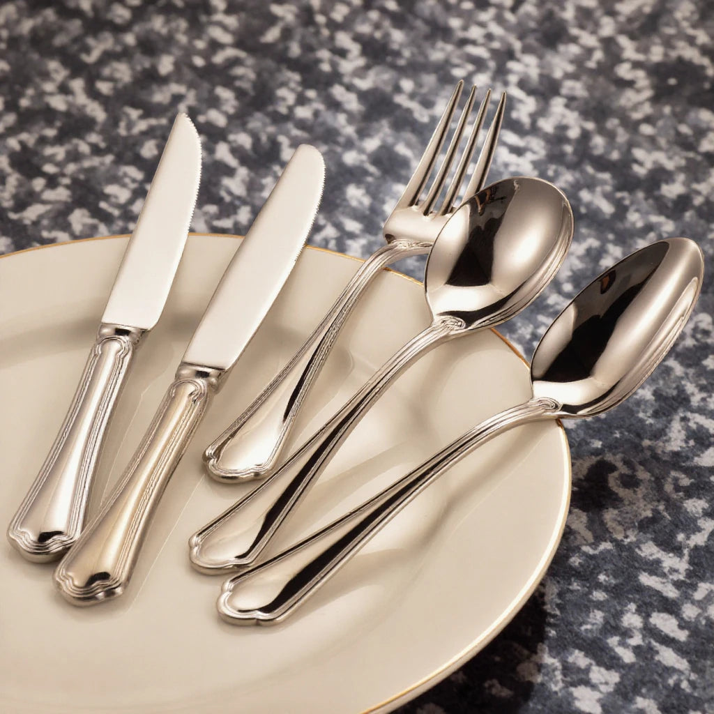 Bulk Wholesale Modern High End Heavy Duty 304 Stainless Steel Catering Wedding Hotel Party Flatware Set