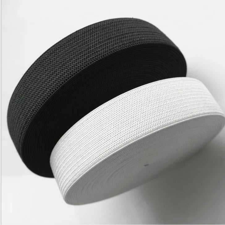 Soft Knit Braided Elastic Web Band for Sewing 1/1.5/2/2.5/3/4/5cm Width in White/Black Sewing Garment Accessories