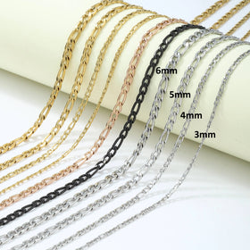 316L Stainless Steel Custom Figaro Chain Necklace 3 3.8 5 6 7mm Jewelry for Men Women