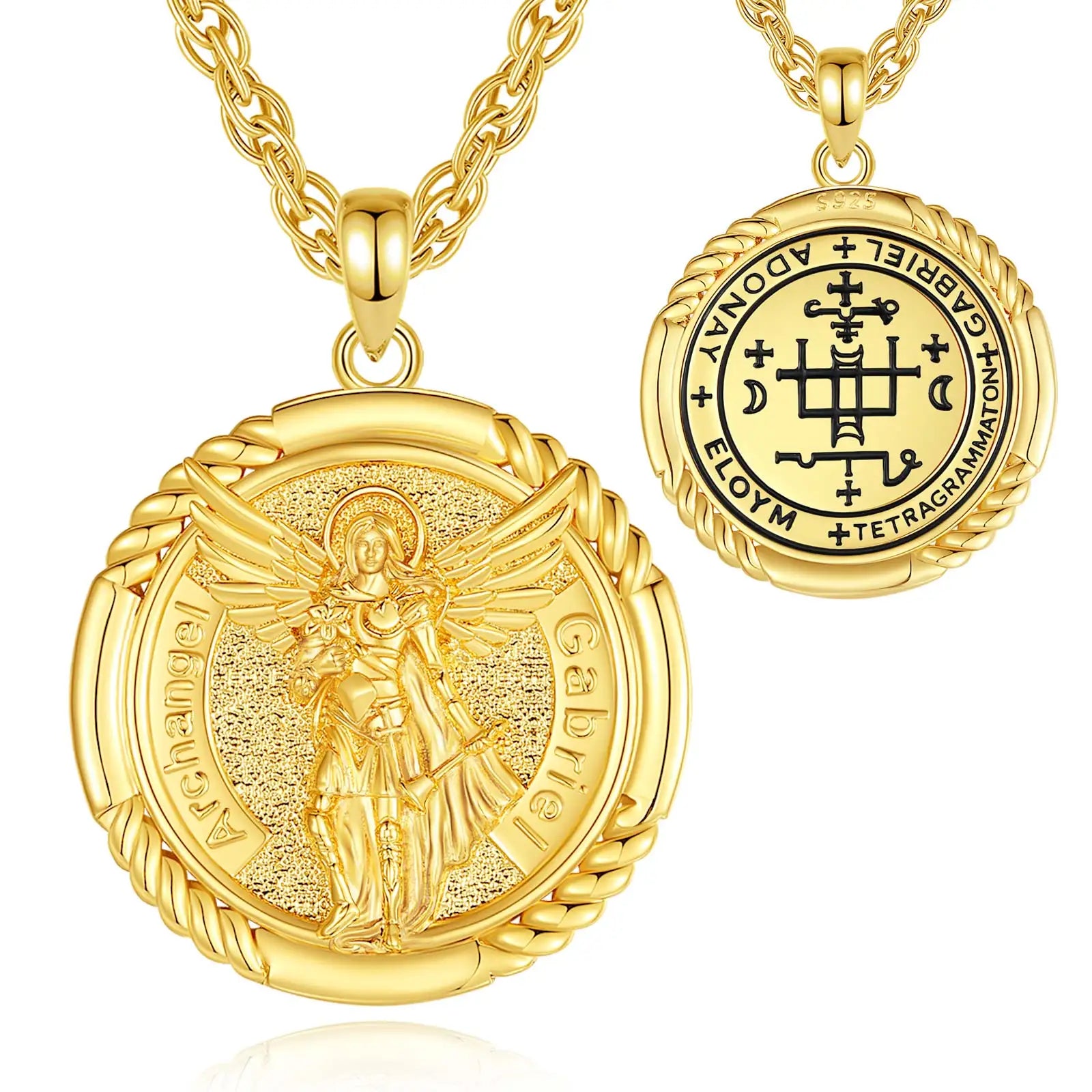 Merryshine 925 Sterling Silver St. Gabriel Pendant Saint Gabriel Religious Jewelry Saint Gabriel Necklace