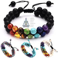 7 Chakra Beads Lava Rock Gemstone Bracelet 8mm Double Layer Row Adjustable Unisex Yoga Stone Energy Healing Stone Bracelets