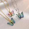 Wholesale High Quality Stainless Steel Accessories Exquisite Zircon Necklace Illusion Butterfly Pendant Necklace Gifts for Women