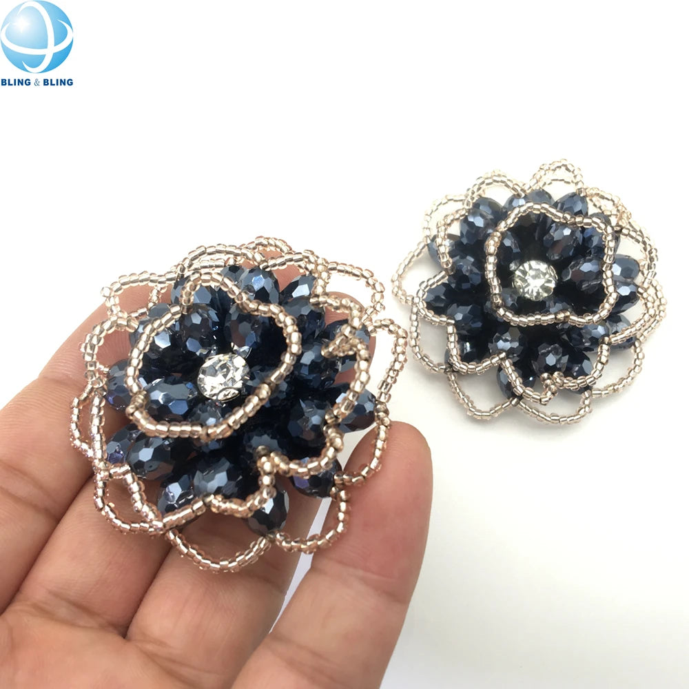 Handmade Crystal Acrylic Beads 3D Flower Shaped Flatback Applique Shoe Clip for Women Shoes Bags Clothing Diy Accessories