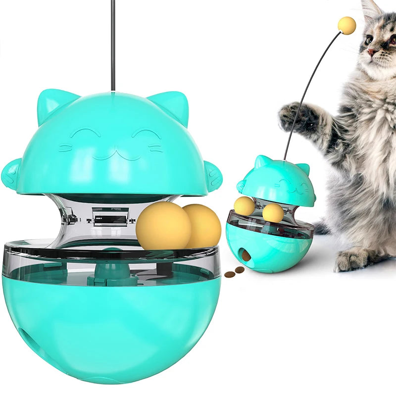 Cat Treat Puzzle Dispenser Toy Tumbler Interactive Ball Puzzle Feeder Cat Toy