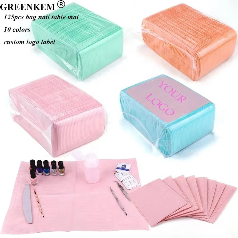 125Pcs Disposable Foldable Clean Pad Beauty Nail Care Polish Waterproof Tablecloth Lint Paper Practice Nail Art Table Mat