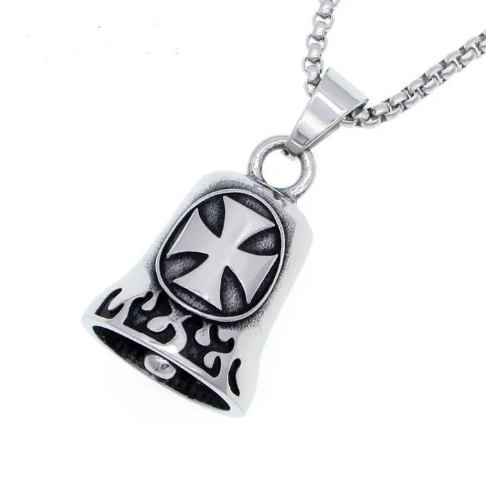 Stainless Steel Motorcycle Bell Pendant Motorcycle Accessories Ride Biker Bells Guardian Bell Fashion Jewelry Key Chain Necklace