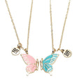 Colorful Butterfly Magnetic Friendship Necklace Set Trendy Gold Plated Enamel Butterfly Pendant Christian Religious Symbol